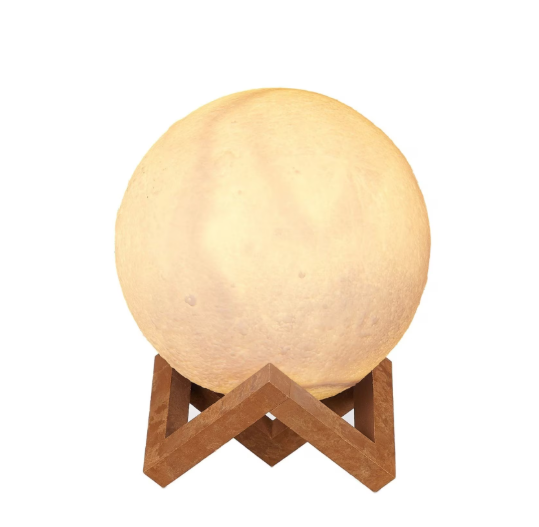 Lampă de Veghe 3D în Formă de Lună, Lumină Alb Rece, 8 cm - Alimentare Baterii