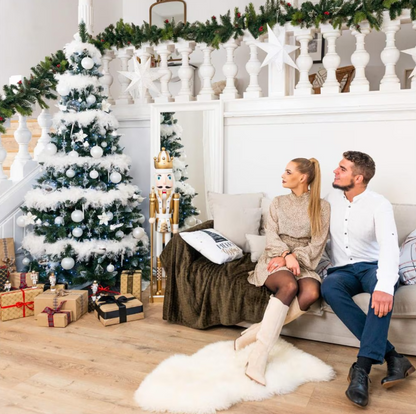 Set Premium Globuri de Crăciun (20 Bucăți), 6 cm, 5 Texturi Mixte, Culoare Alb Imaculat