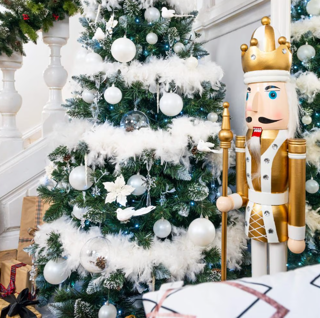 Set Premium Globuri de Crăciun (20 Bucăți), 6 cm, 5 Texturi Mixte, Culoare Alb Imaculat