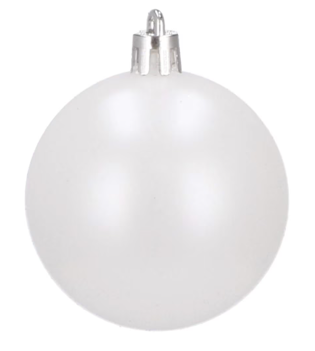 Set Premium Globuri de Crăciun (20 Bucăți), 6 cm, 5 Texturi Mixte, Culoare Alb Imaculat