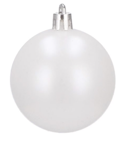 Set Premium Globuri de Crăciun (20 Bucăți), 6 cm, 5 Texturi Mixte, Culoare Alb Imaculat