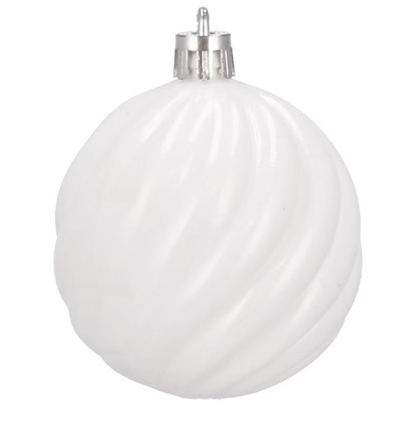 Set Premium Globuri de Crăciun (20 Bucăți), 6 cm, 5 Texturi Mixte, Culoare Alb Imaculat