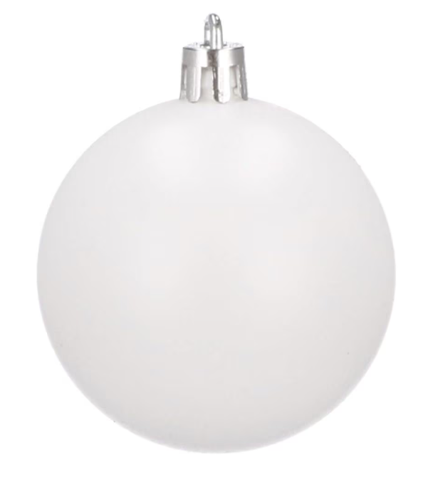 Set Premium Globuri de Crăciun (20 Bucăți), 6 cm, 5 Texturi Mixte, Culoare Alb Imaculat