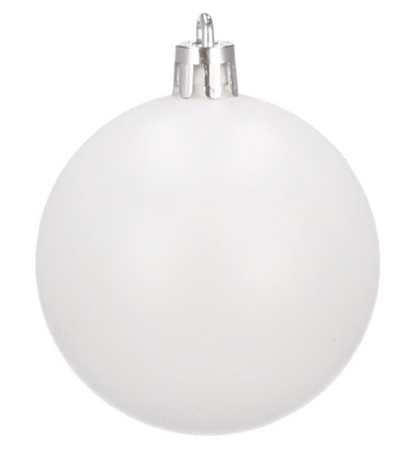 Set Premium Globuri de Crăciun (20 Bucăți), 6 cm, 5 Texturi Mixte, Culoare Alb Imaculat