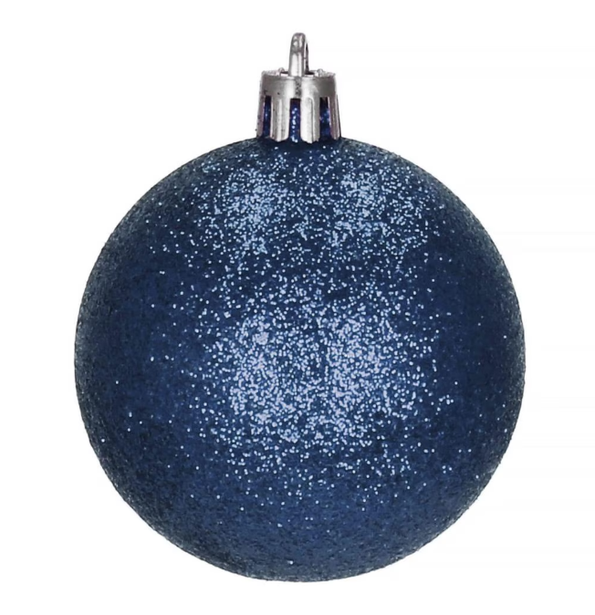 Set Premium Globuri de Crăciun (20 Bucăți), 6 cm, 5 Texturi Mixte, Culoare Albastru Închis