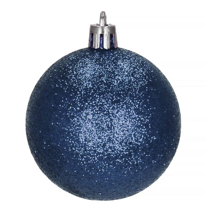 Set Premium Globuri de Crăciun (20 Bucăți), 6 cm, 5 Texturi Mixte, Culoare Albastru Închis