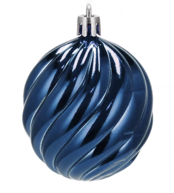 Set Premium Globuri de Crăciun (20 Bucăți), 6 cm, 5 Texturi Mixte, Culoare Albastru Închis