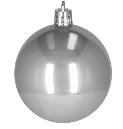 Set Premium Globuri de Crăciun (20 Bucăți), 6 cm, 5 Texturi Mixte, Culoare Argintiu