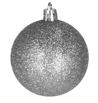 Set Premium Globuri de Crăciun (20 Bucăți), 6 cm, 5 Texturi Mixte, Culoare Argintiu