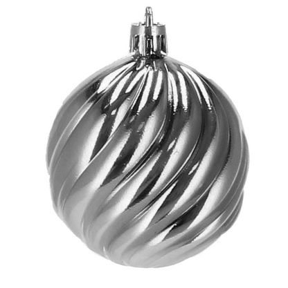 Set Premium Globuri de Crăciun (20 Bucăți), 6 cm, 5 Texturi Mixte, Culoare Argintiu