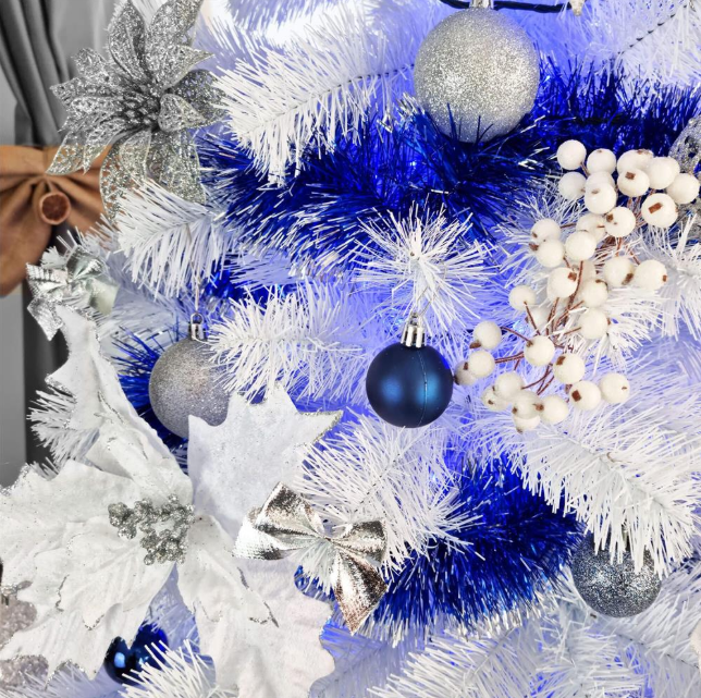 Set Premium Globuri de Crăciun (20 Bucăți), 6 cm, 5 Texturi Mixte, Culoare Argintiu