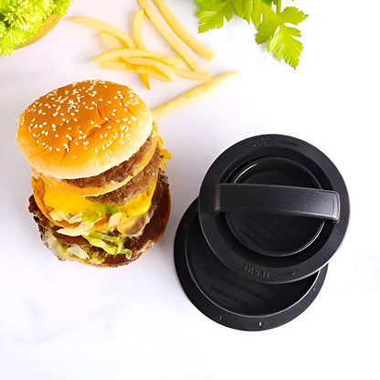 Presă Hamburger 3-în-1 Anti-Aderentă, Formă Dublă (Umplut și Standard), Ușor de Curățat, Negru