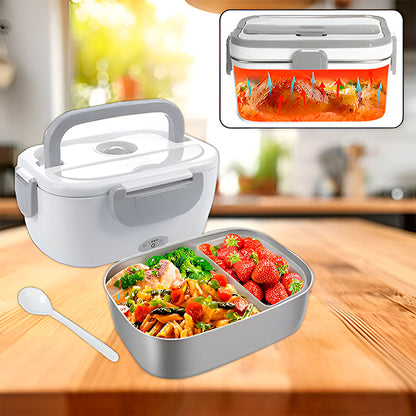 Caserolă Electrică Portabilă (1.05 L) cu Încălzire Rapidă, Alimentare la Priză 220V, Design Alb/Gri