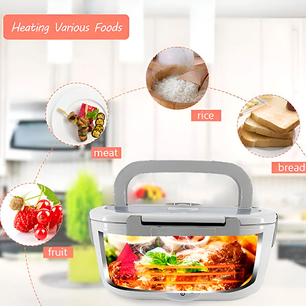 Caserolă Electrică Portabilă (1.05 L) cu Încălzire Rapidă, Alimentare la Priză 220V, Design Alb/Gri