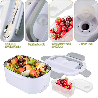 Caserolă Electrică Portabilă (1.05 L) cu Încălzire Rapidă, Alimentare la Priză 220V, Design Alb/Gri