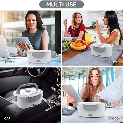 Caserolă Electrică Portabilă (1.05 L) cu Încălzire Rapidă, Alimentare la Priză 220V, Design Alb/Gri