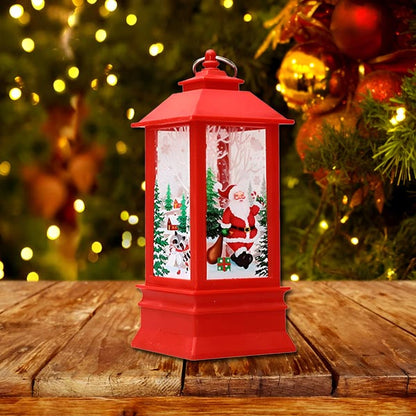 Set 2 Felinare de Crăciun LED (Alb Cald Sclipitor), 13 cm, Suspendabile, Design Vintage (Roșu/Bronz sau Alb/Argintiu)