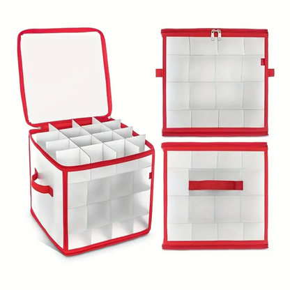 Cutie de Depozitare Globuri Crăciun 64 Locuri, Organizator Modular, Rezistent la Apă, Pliabil, 30.5 x 30.5 x 30.5 cm