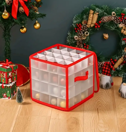 Cutie de Depozitare Globuri Crăciun 64 Locuri, Organizator Modular, Rezistent la Apă, Pliabil, 30.5 x 30.5 x 30.5 cm
