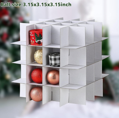 Cutie de Depozitare Globuri Crăciun 64 Locuri, Organizator Modular, Rezistent la Apă, Pliabil, 30.5 x 30.5 x 30.5 cm