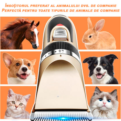 Mașină de Tuns Animale Profesională, Lamă Ceramică/Titan, Reîncărcabilă, Motor Silențios