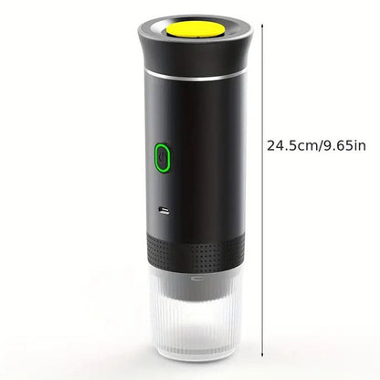 Espressor Portabil Premium 3-în-1 cu Auto-Încălzire, Presiune 20 Bari, Baterie 7500 mAh (USB-C)