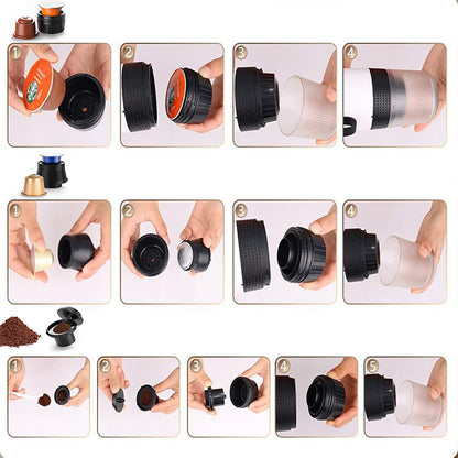 Espressor Portabil Premium 3-în-1 cu Auto-Încălzire, Presiune 20 Bari, Baterie 7500 mAh (USB-C)