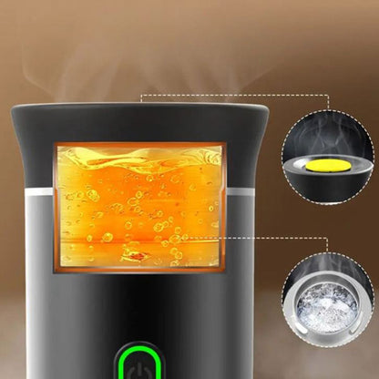 Espressor Portabil Premium 3-în-1 cu Auto-Încălzire, Presiune 20 Bari, Baterie 7500 mAh (USB-C)