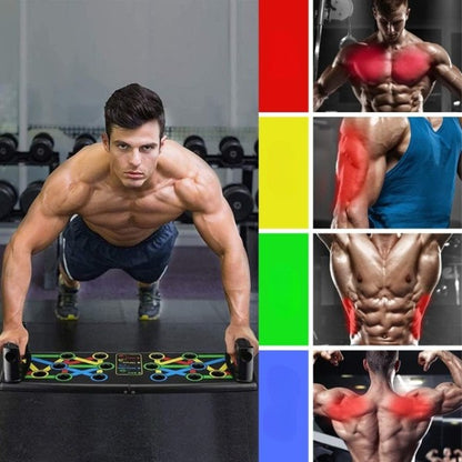 Platformă de Flotări 14-în-1 Pliabilă, Sistem Plug & Press, Antrenament Total al Părții Superioare a Corpului