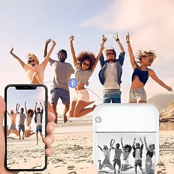 Set Mini-Imprimantă Termică Portabilă (13 Piese), Bluetooth APP Control, Fără Cerneală, Autonomie 1200 mAh