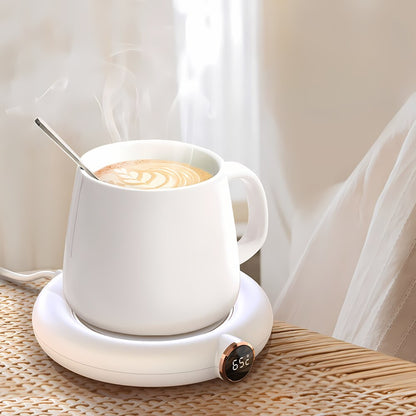 Încălzitor Ceașcă 3-în-1 Digital, Oprire Automată 8h, Temperatură Reglabilă (55 - 75 Grade Celsius), USB (Alb/Roz/Verde)