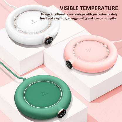 Încălzitor Ceașcă 3-în-1 Digital, Oprire Automată 8h, Temperatură Reglabilă (55 - 75 Grade Celsius), USB (Alb/Roz/Verde)