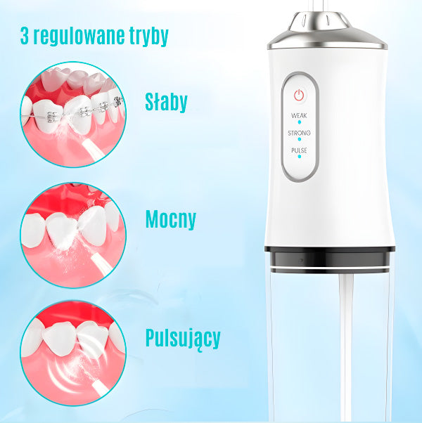 Irigator Bucal Portabil, 220 ml, 3 Moduri Inteligente de Curățare, Reîncărcabil prin USB