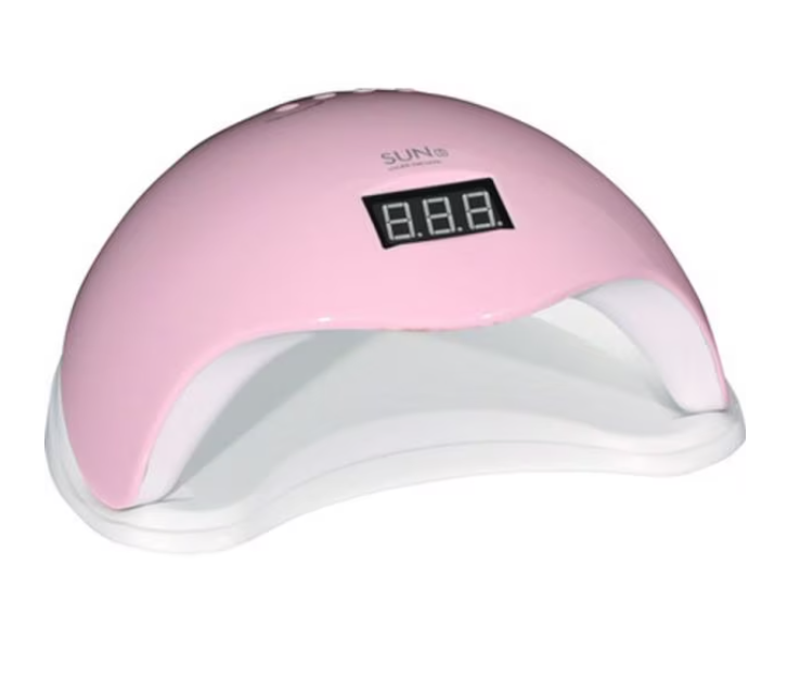 Lampă Profesională Unghii 48W UV/LED, Dual Light Sensor & Timer, Bază Magnetică (Alb Perlat / Roz)