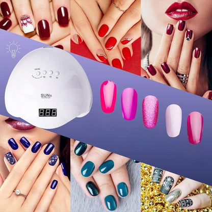 Lampă Profesională Unghii 48W UV/LED, Dual Light Sensor & Timer, Bază Magnetică (Alb Perlat / Roz)