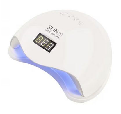 Lampă Profesională Unghii 48W UV/LED, Dual Light Sensor & Timer, Bază Magnetică (Alb Perlat / Roz)