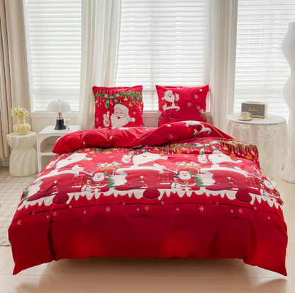 Lenjerie de Pat "Zâmbetul Moșului" Bumbac Satinat Premium, Față-Verso, 140x200 (2 Piese)
