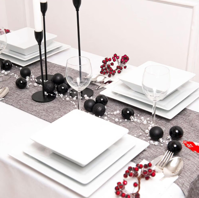 Set Premium Globuri de Crăciun (20 Bucăți), 6 cm, 5 Texturi Mixte, Culoare Negru