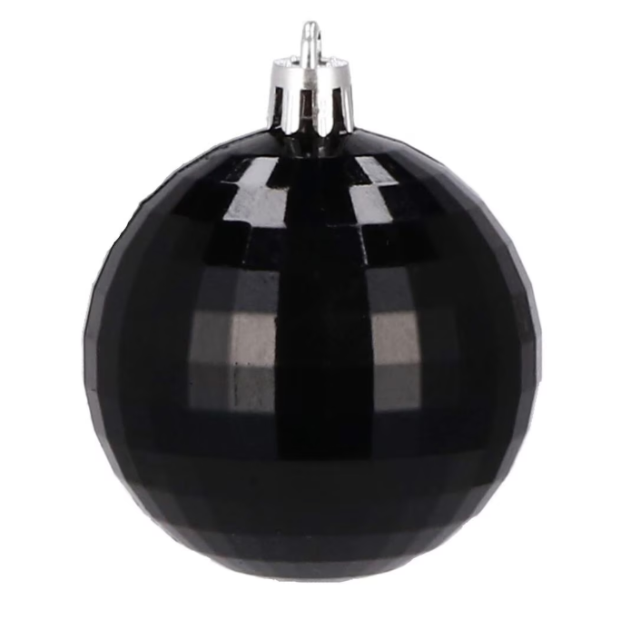 Set Premium Globuri de Crăciun (20 Bucăți), 6 cm, 5 Texturi Mixte, Culoare Negru