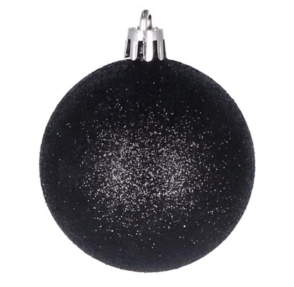 Set Premium Globuri de Crăciun (20 Bucăți), 6 cm, 5 Texturi Mixte, Culoare Negru
