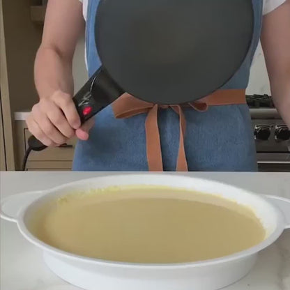 Tigaie Electrică pentru Clătite, Antiaderent Granit, Gătire Rapidă 600 W, Mâner Termoizolant (Rosu/Alb/Negru)