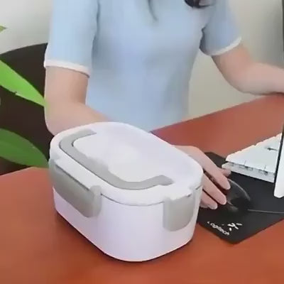 Caserolă Electrică Portabilă (1.05 L) cu Încălzire Rapidă, Alimentare la Priză 220V, Design Alb/Gri