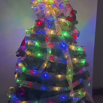 Panglică Decorativă LED Flippy, 1 m, 10 Lumini Multicolore, Flexibilă (Sârmă Cupru), Alimentare cu Baterii