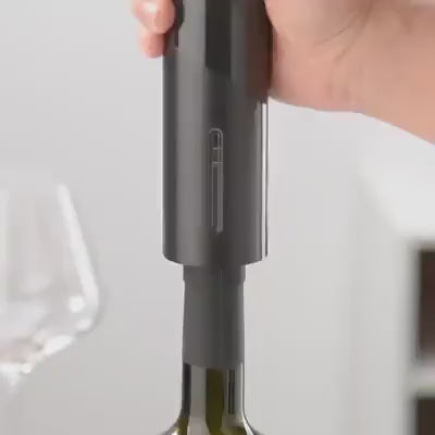 Set Electric Deluxe pentru Vin (5 Piese), Deschizător Automat, Aerator & Accesorii, Negru Mat