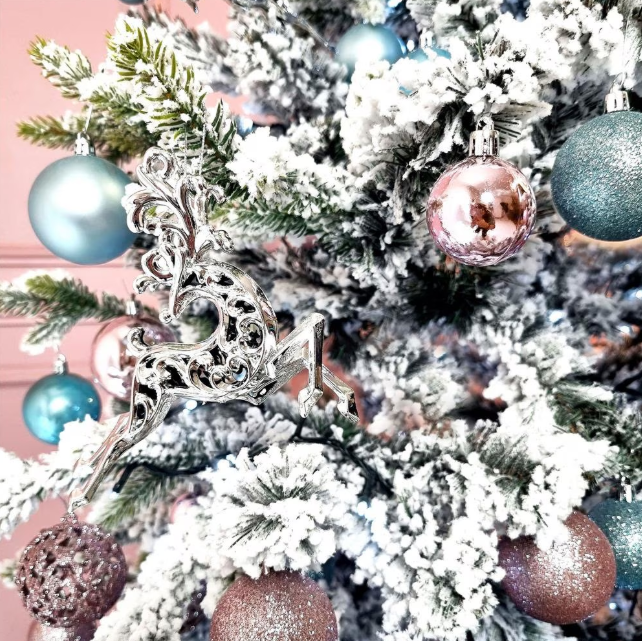 Set Premium Globuri de Crăciun (20 Bucăți), 6 cm, 5 Texturi Mixte, Culoare Roz