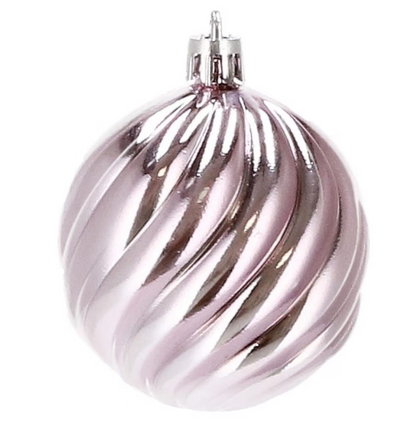 Set Premium Globuri de Crăciun (20 Bucăți), 6 cm, 5 Texturi Mixte, Culoare Roz