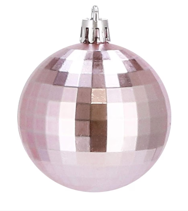 Set Premium Globuri de Crăciun (20 Bucăți), 6 cm, 5 Texturi Mixte, Culoare Roz