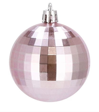 Set Premium Globuri de Crăciun (20 Bucăți), 6 cm, 5 Texturi Mixte, Culoare Roz