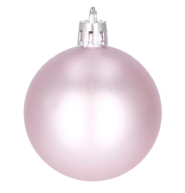 Set Premium Globuri de Crăciun (20 Bucăți), 6 cm, 5 Texturi Mixte, Culoare Roz