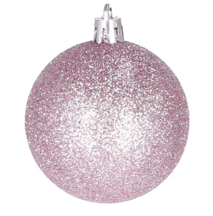 Set Premium Globuri de Crăciun (20 Bucăți), 6 cm, 5 Texturi Mixte, Culoare Roz
